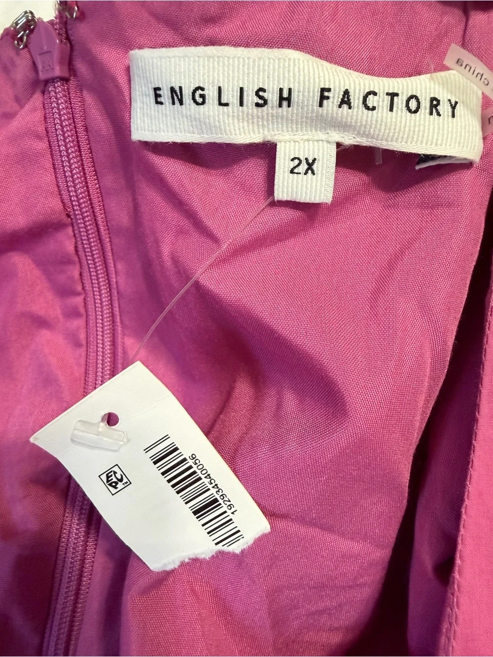 English Factory Pink Cotton Tiered Dress Puff Sleeve coquette Smocked 2X NWT